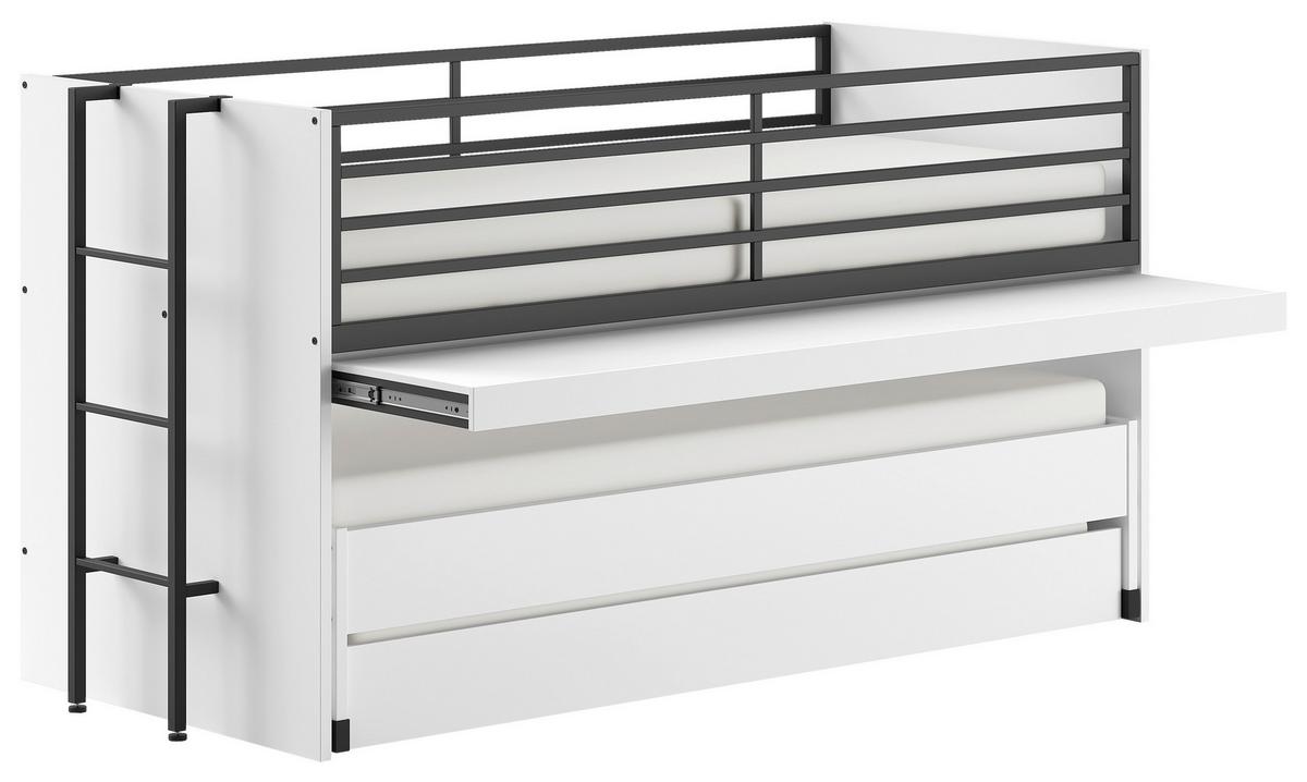 Hochbett Sam Weiß ca. 90x200 cm - Weiß, MODERN, Holzwerkstoff (90/200cm) - Vipack