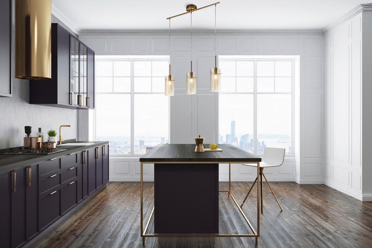 Függőlámpa 3303-3cp - sárgarézszínű, Design, üveg/fém (40/13/71cm)