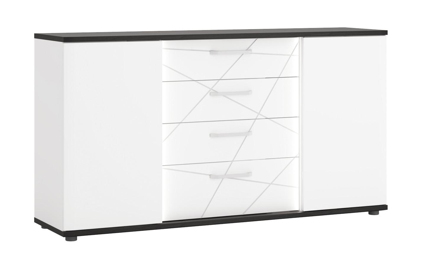 Komoda Venezia, Bela, Barva Temnega Hrasta - bela/temni hrast, Moderno, kovina/umetna masa (161,4/87,4/40cm)