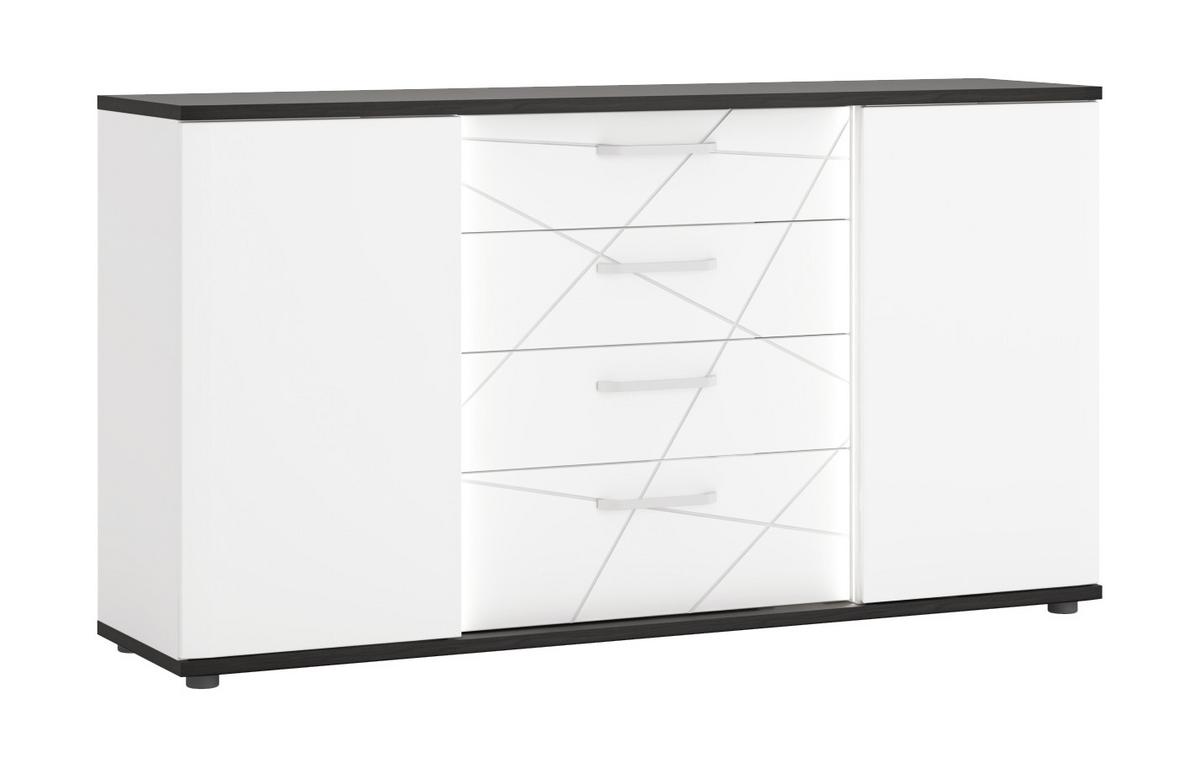 Komoda Venezia, Bela, Barva Temnega Hrasta - bela/temni hrast, Moderno, kovina/umetna masa (161,4/87,4/40cm)