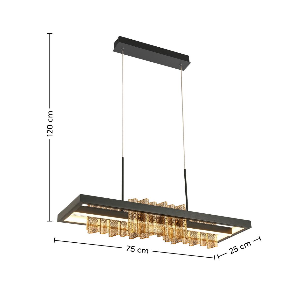 LED-Hängeleuchte Neiml in Schwarz/Gold max. 40 Watt - Goldfarben/Schwarz, MODERN, Kunststoff/Metall (75/25/120cm) - Premium Living