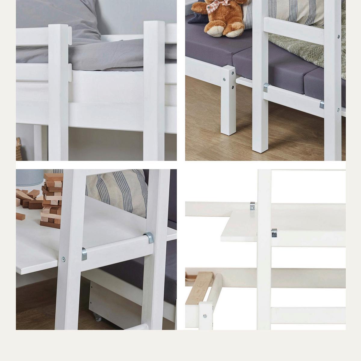 Etagenbett JUMBO Weiß ca. 90x200 cm MDF - Weiß, MODERN, Holz (90/200cm) - MID.YOU
