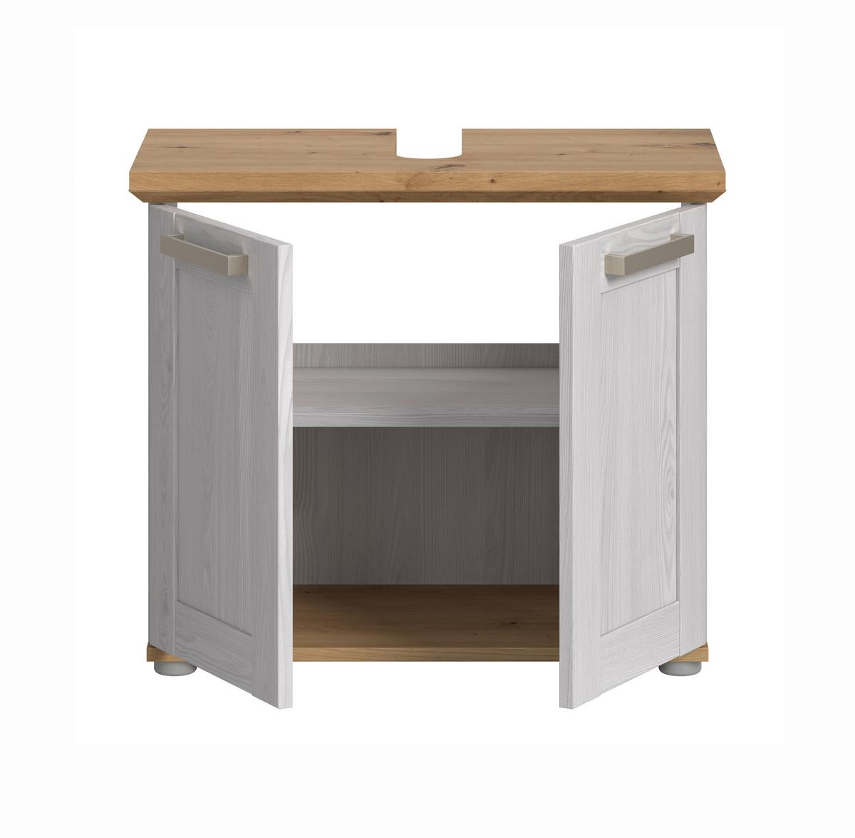 Waschbeckenunterschrank Verona Lärchenfarben/Eiche Artisan - Silberfarben/Lärchefarben, Trend, Holzwerkstoff/Kunststoff (69/59/34cm) - MID.YOU