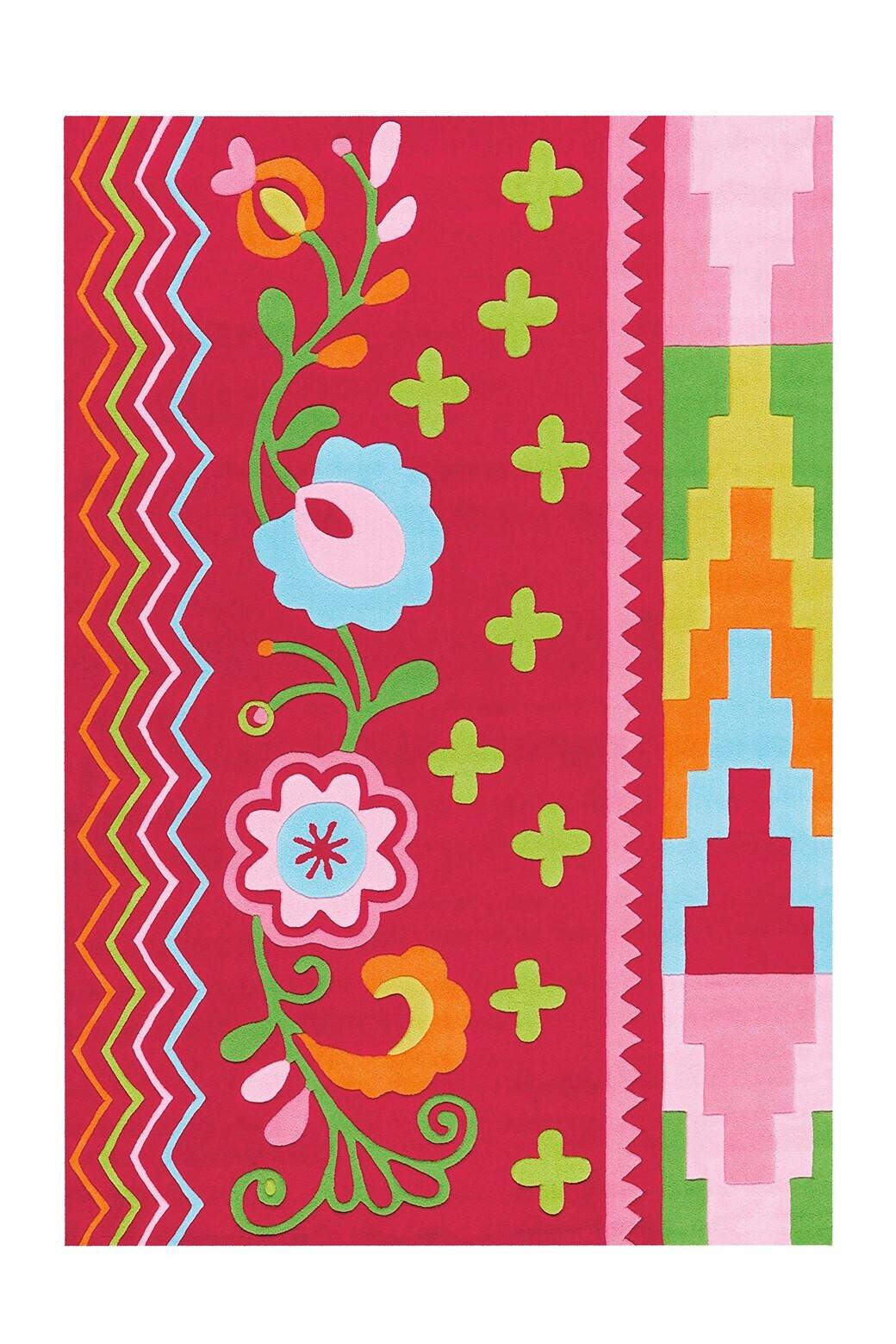 Flachwebeteppich Sam 4144 Multi/rosa 140x200 - Multicolor/Rosa, Basics, Textil (140/200cm) - Kayoom