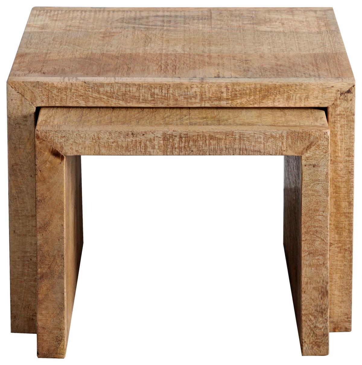 Beistelltisch in Naturfarben - Schwarz/Naturfarben, Natur, Holz (55-45/45-40/35cm) - Mömax