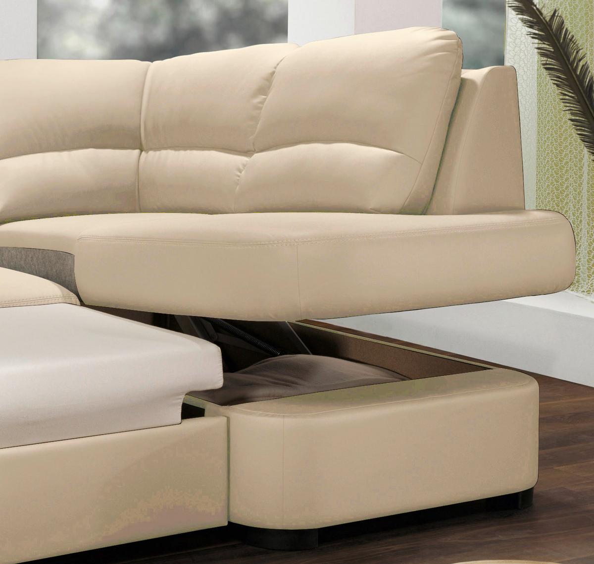 Wohnlandschaft "Danilo" , beige - Beige/Schwarz, KONVENTIONELL, Kunststoff/Textil (240/45/165cm) - MID.YOU