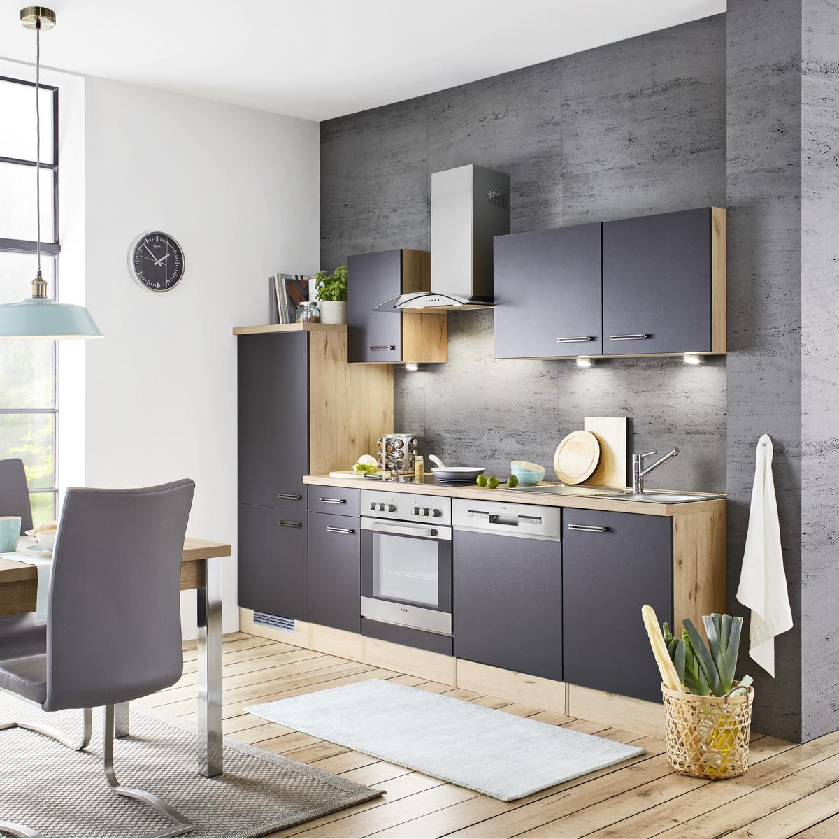 Kuhinjski Blok Brez Aparatov Milano, Antracit, Hrast - barve hrasta/antracit, Moderno, leseni material (270cm)