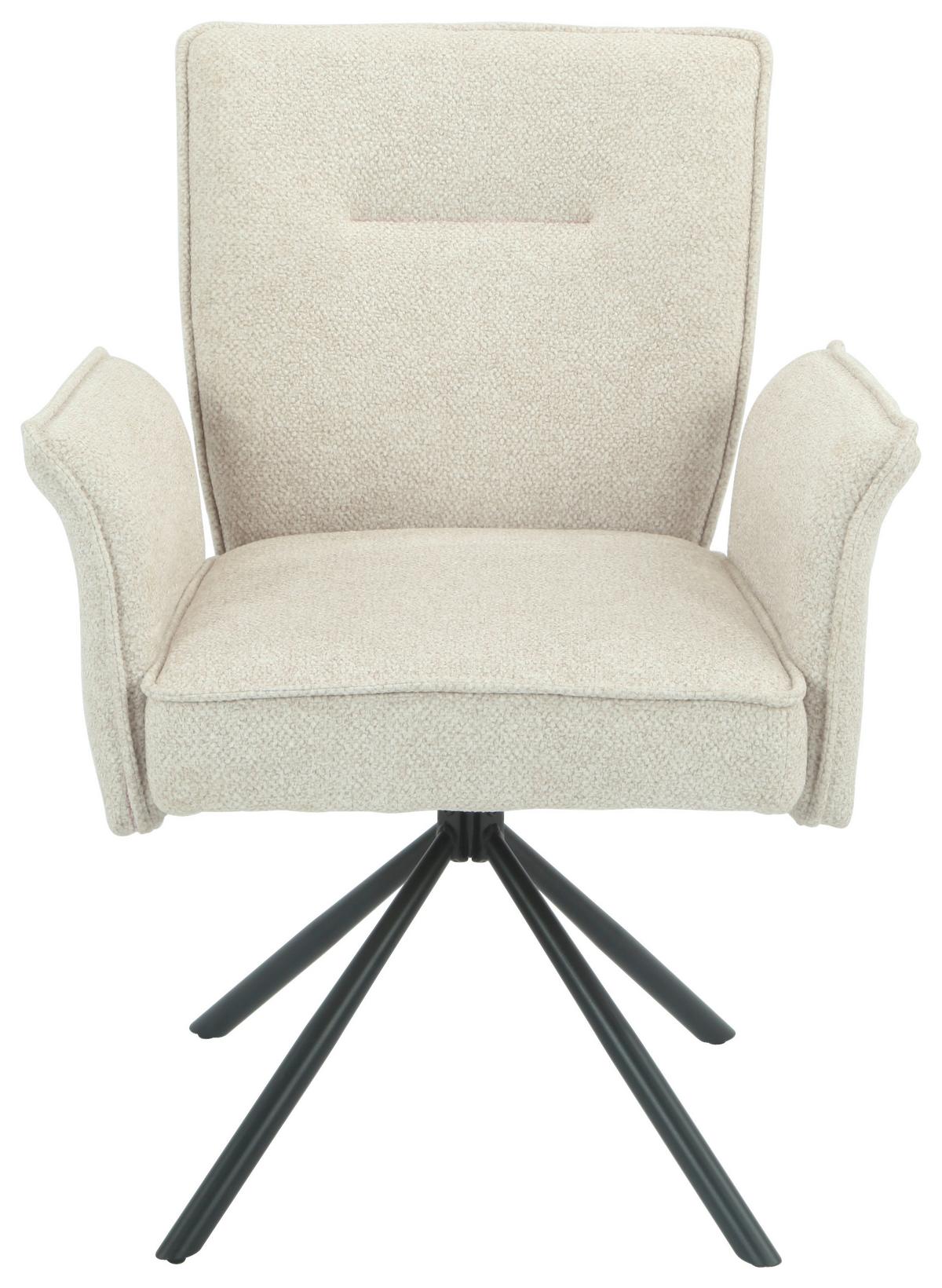 Armlehnstuhl Ellen Giga S Beige - Beige/Schwarz, MODERN, Textil/Metall (65.5/90/60cm) - Premium Living