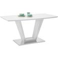 Esstisch Weiß Hochglanz - Edelstahlfarben/Weiß, MODERN, Glas/Holzwerkstoff (160/76/90cm) - MODERN LIVING