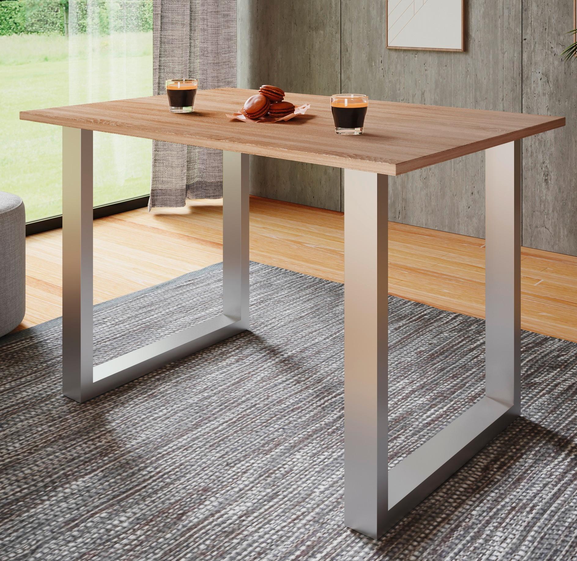 SCHREIBTISCH LONA - Silberfarben/Sonoma Eiche, Design, Holzwerkstoff/Metall (80/76/80cm) - MID.YOU