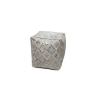 POUF DAZZLE 100 - Silberfarben/Creme, Design, Leder (45/45/45cm) - Kayoom