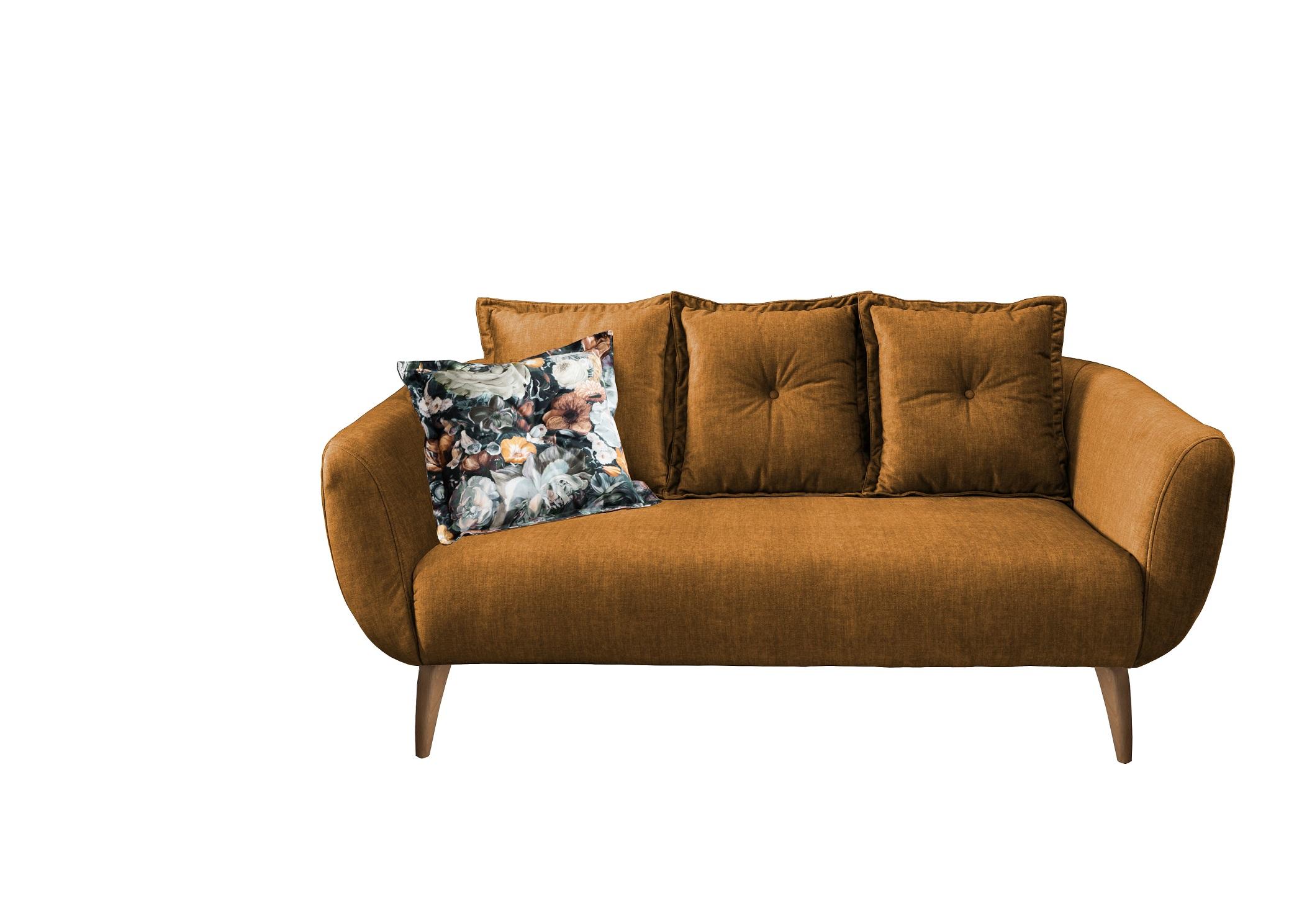 2,5-Sitzer-Sofa Baggio Gelb Velours - Gelb/Buchefarben, MODERN, Holz/Textil (196/94/103cm) - Livetastic