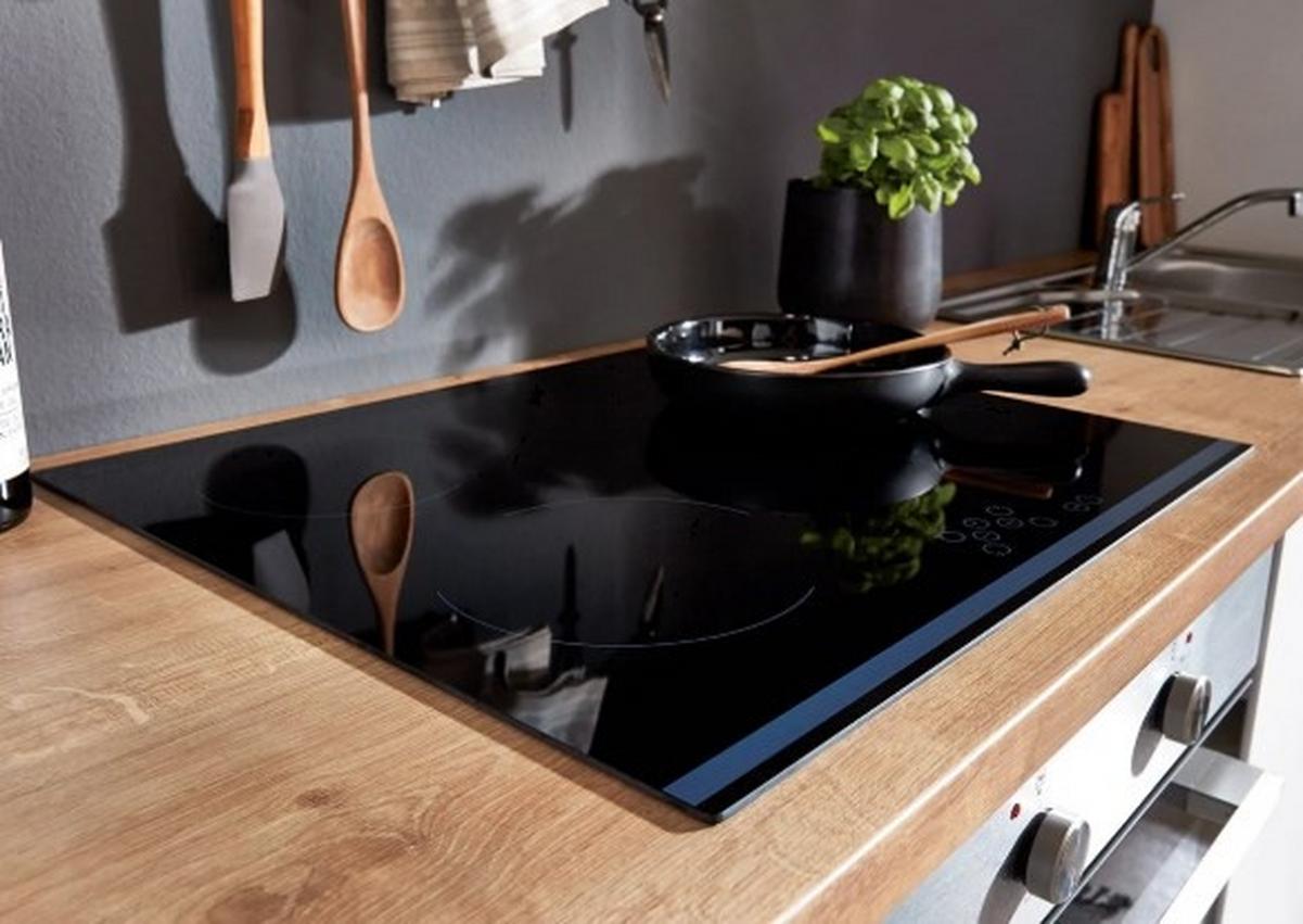 Einbauküche PN105/80 inkl. Geräteset 4-teilig - Edelstahlfarben/Beige, MODERN, Holzwerkstoff (180/303cm) - Pino