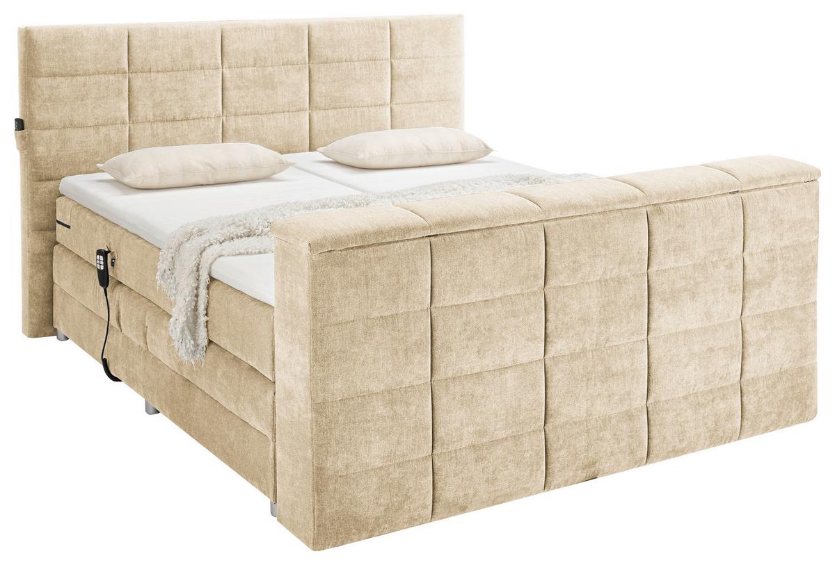 Boxspringbett Denver Sand ca. 180x200 cm mit Topper - Sandfarben, KONVENTIONELL, Textil (180/200cm) - Carryhome