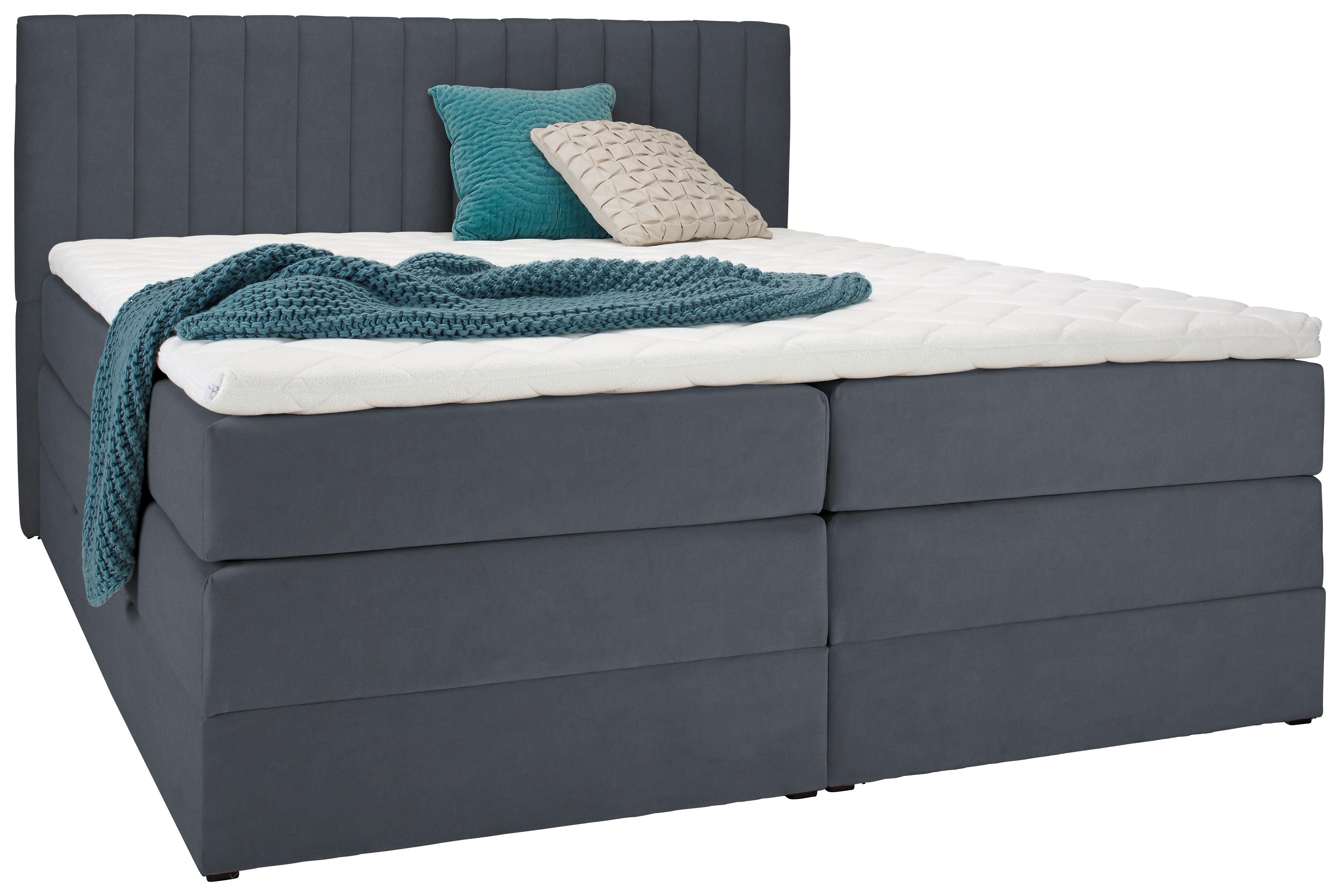 Boxspringbett Simon in Dunkelgrau ca. 180x200cm - Dunkelgrau/Schwarz, KONVENTIONELL, Holz/Holzwerkstoff (180/200cm) - Premium Living