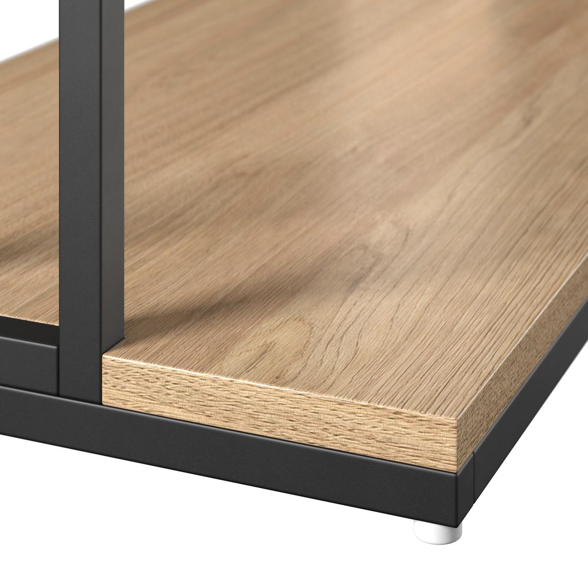 Regal Finn Eiche/Schwarz - Eichefarben/Schwarz, MODERN, Holzwerkstoff/Metall (80/185/35cm) - Bessagi Home