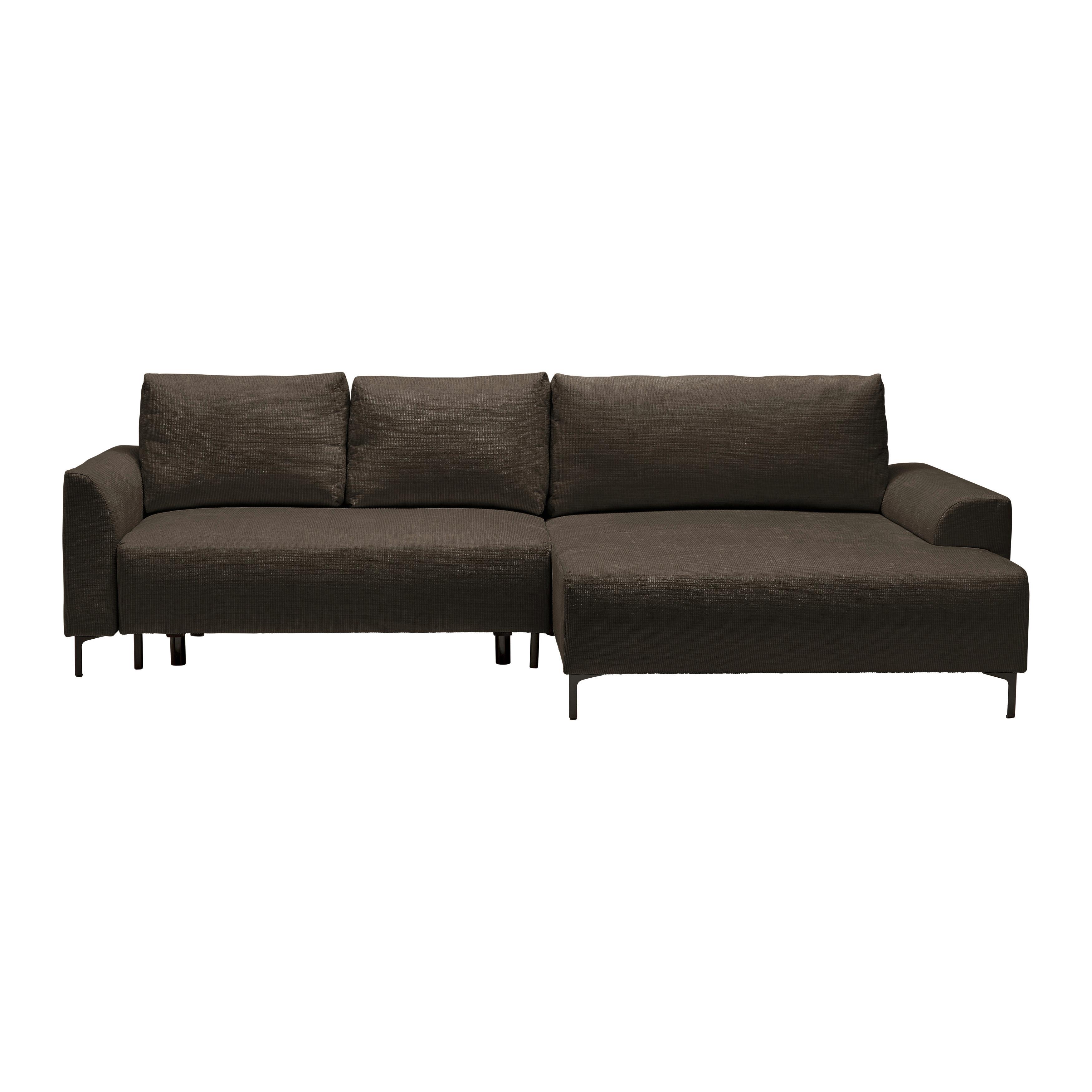 Ecksofa Integra Braun - Schwarz/Braun, Textil/Metall (294/81-93/170cm) - Mömax