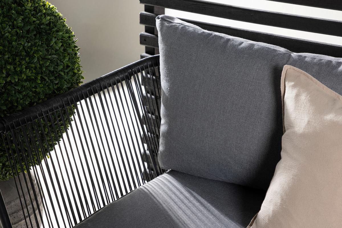 Dining-Loungeset Roxo ca. 283x221 cm Schwarz - Schwarz/Grau, KONVENTIONELL, Textil/Metall - Gardenson