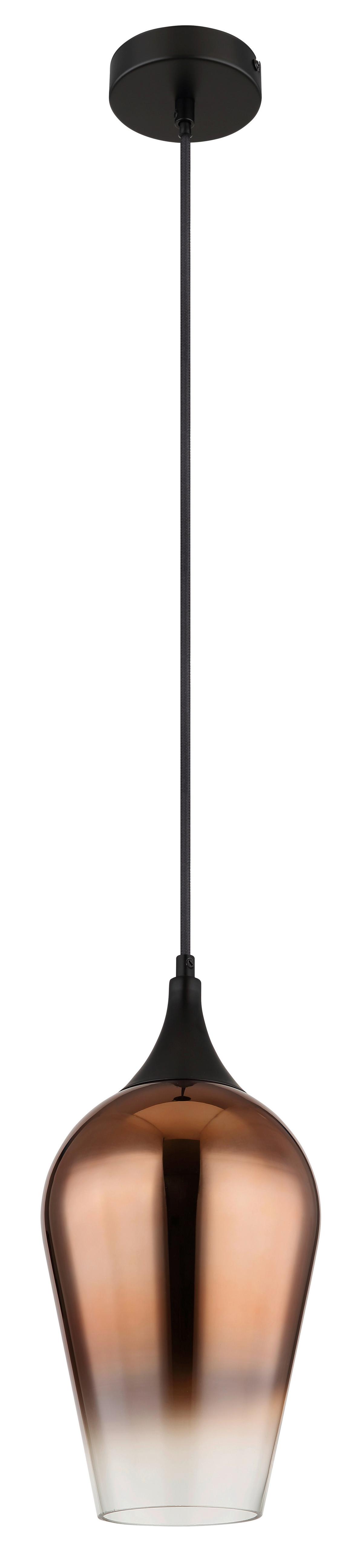 HÄNGELEUCHTE 15552H1 - Schwarz/Kupferfarben, Design, Glas/Metall (18/120cm) - Globo