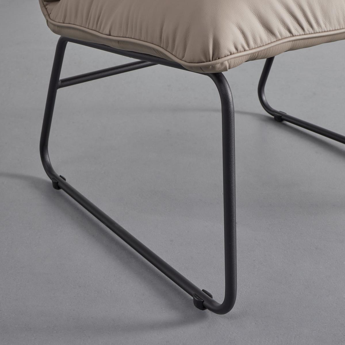 Sessel Eleina Taupe Lederlook - Taupe/Schwarz, MODERN, Textil/Metall (71/82/70cm) - Bessagi Home