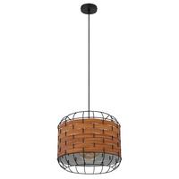 Hängeleuchte Elmar in Schwarz/Braun max. 60 Watt - Schwarz/Braun, KONVENTIONELL, Kunststoff/Metall (35/120cm) - Globo