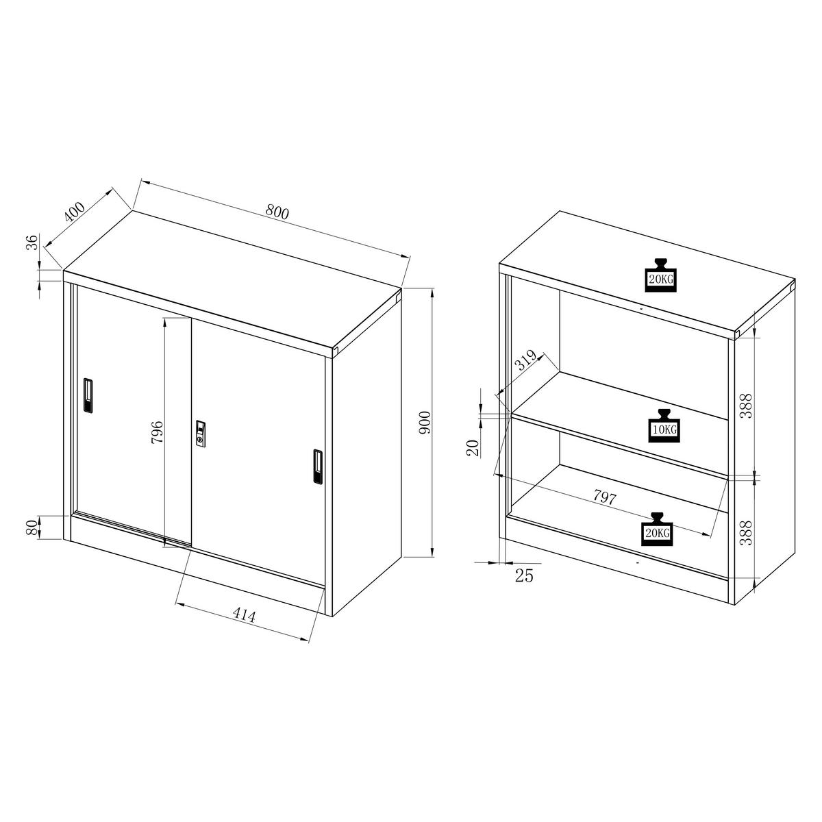 Aktenschrank Malivo - Weiss/Anthrazit, Konventionell, Metall (80/90/40cm) - MID.YOU