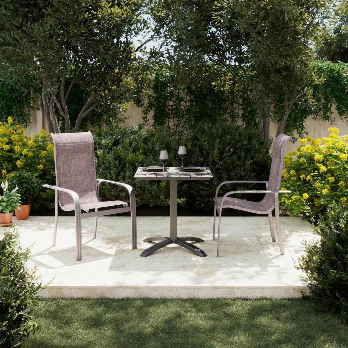 Gartentisch Florian 1 Polywood Grau/Schwarz ca. 70x72x70cm - Schwarz/Grau, Basics, Kunststoff/Metall (70/72/70cm) - Mömax