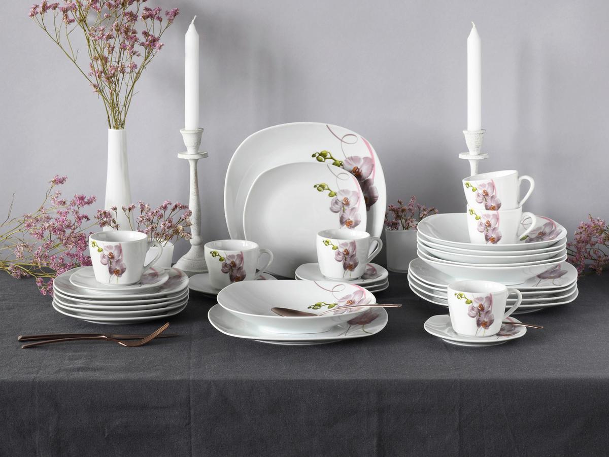 Kombiservice Square Orchidee Multicolor, 30-teilig - Multicolor, Trend, Keramik - Creatable