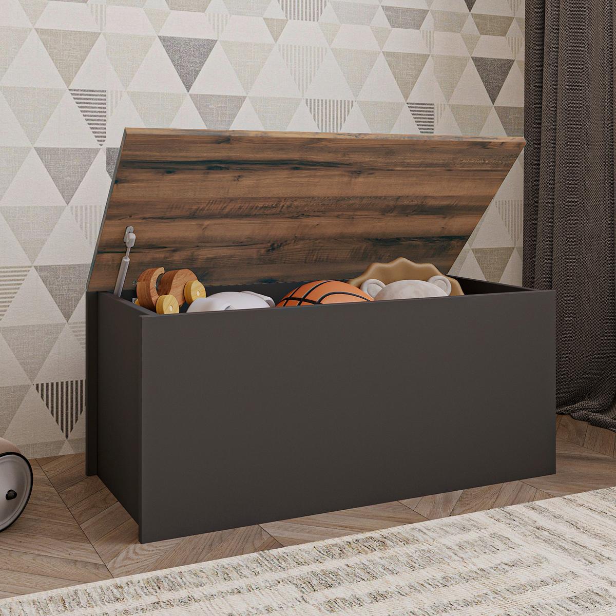 Truhe Florya Aufbewahrungsschrank - Eichefarben/Anthrazit, Design, Holz (45/45,5/90cm) - Livetastic