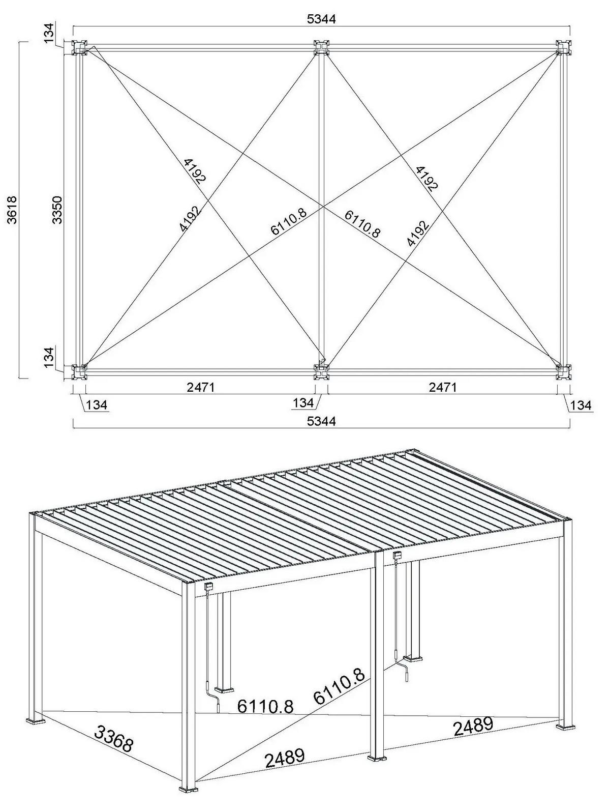 PERGOLA DELUXE 3,6X5,3M ANTHRAZIT - Basics, Metall (530/255/360cm) - Gardenson