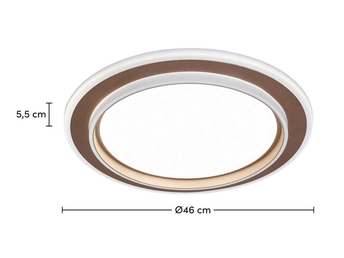 LED-Deckenleuchte Prol Weiß/Cappuccino max. 24 Watt - Champagner/Weiß, MODERN, Kunststoff/Metall (46/5,5cm) - Mömax
