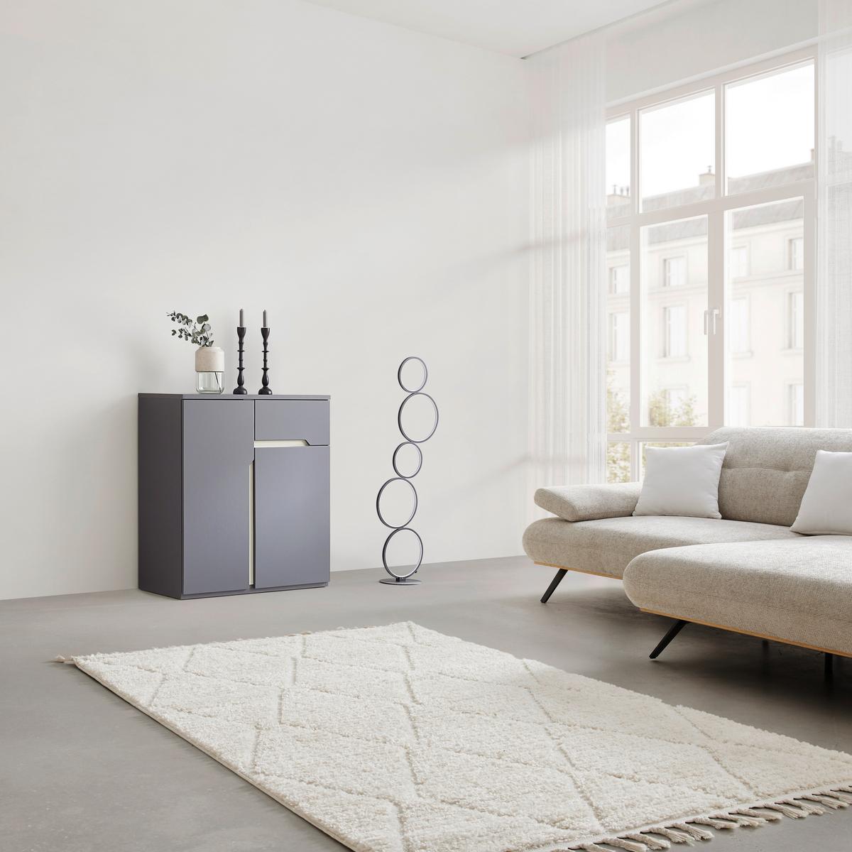 Kommode Manhatten in Grau/Graphitfarben - Graphitfarben/Schwarz, Modern, Holzwerkstoff/Kunststoff (85/95/42cm) - Premium Living