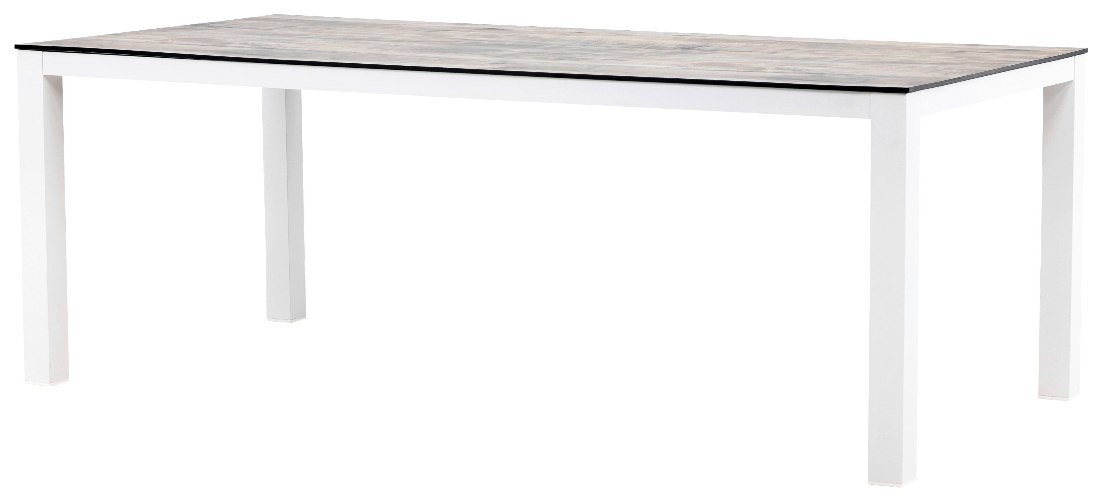 Gartentisch Llama ca. 205x100x75 cm Grau/Weiß - Weiß/Grau, KONVENTIONELL, Kunststoff/Metall (205/100/75cm) - Gardenson