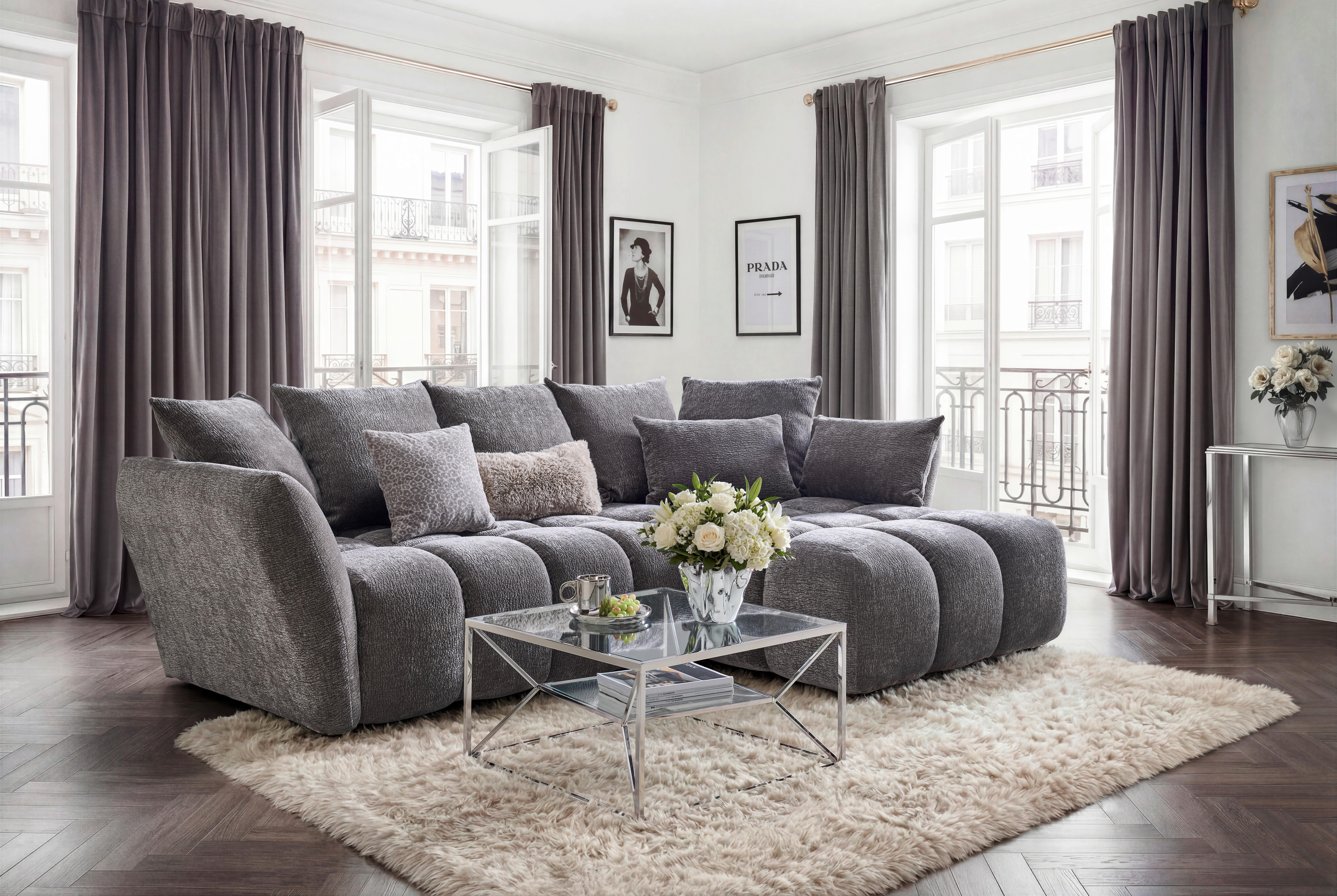 Coltar CAMMELIO - gri, Modern, textil (296/189cm) - Mömax