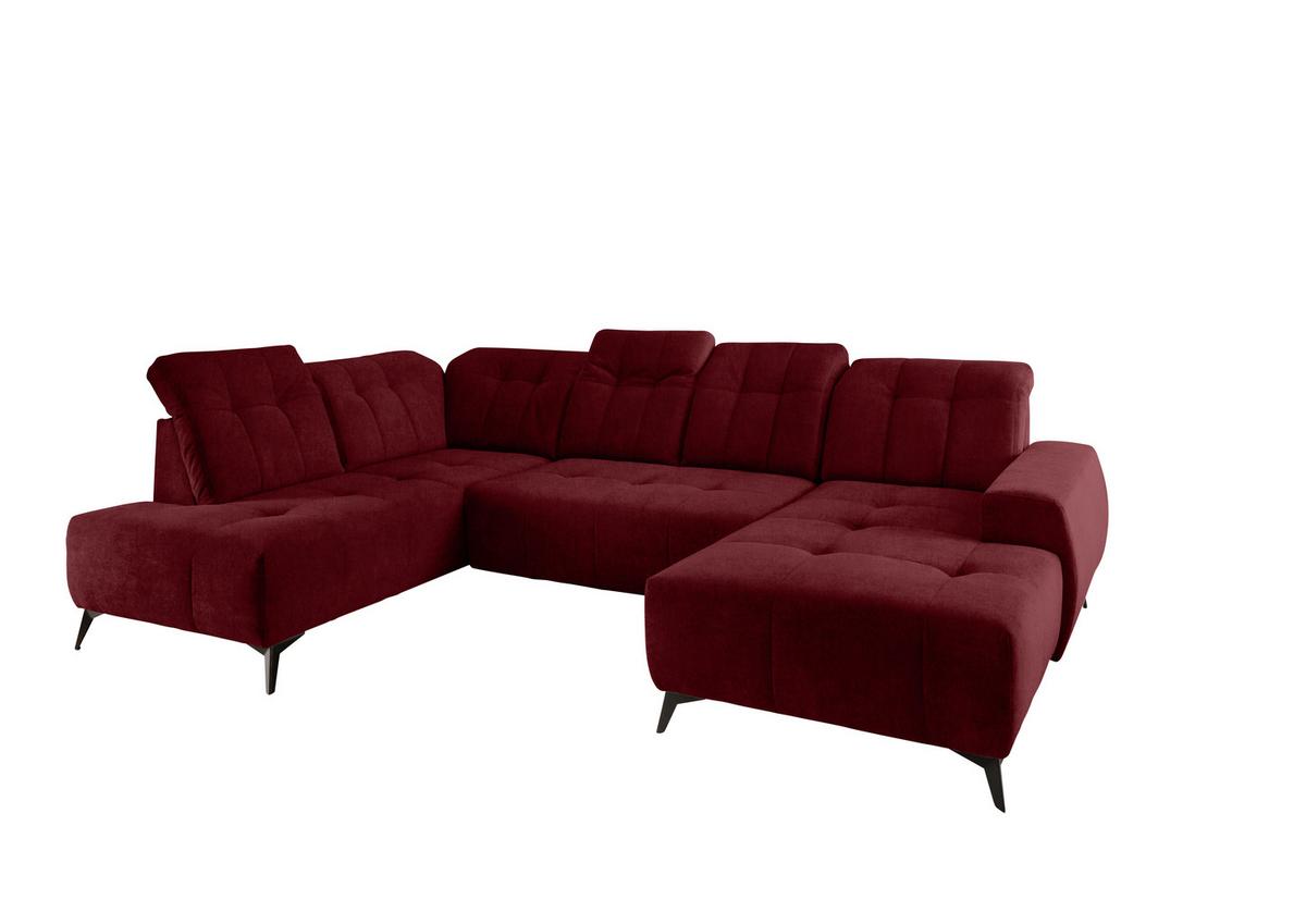 WOHNLANDSCHAFT SANO - Bordeaux/Schwarz, MODERN, Textil/Metall (200/337/180cm) - Livetastic