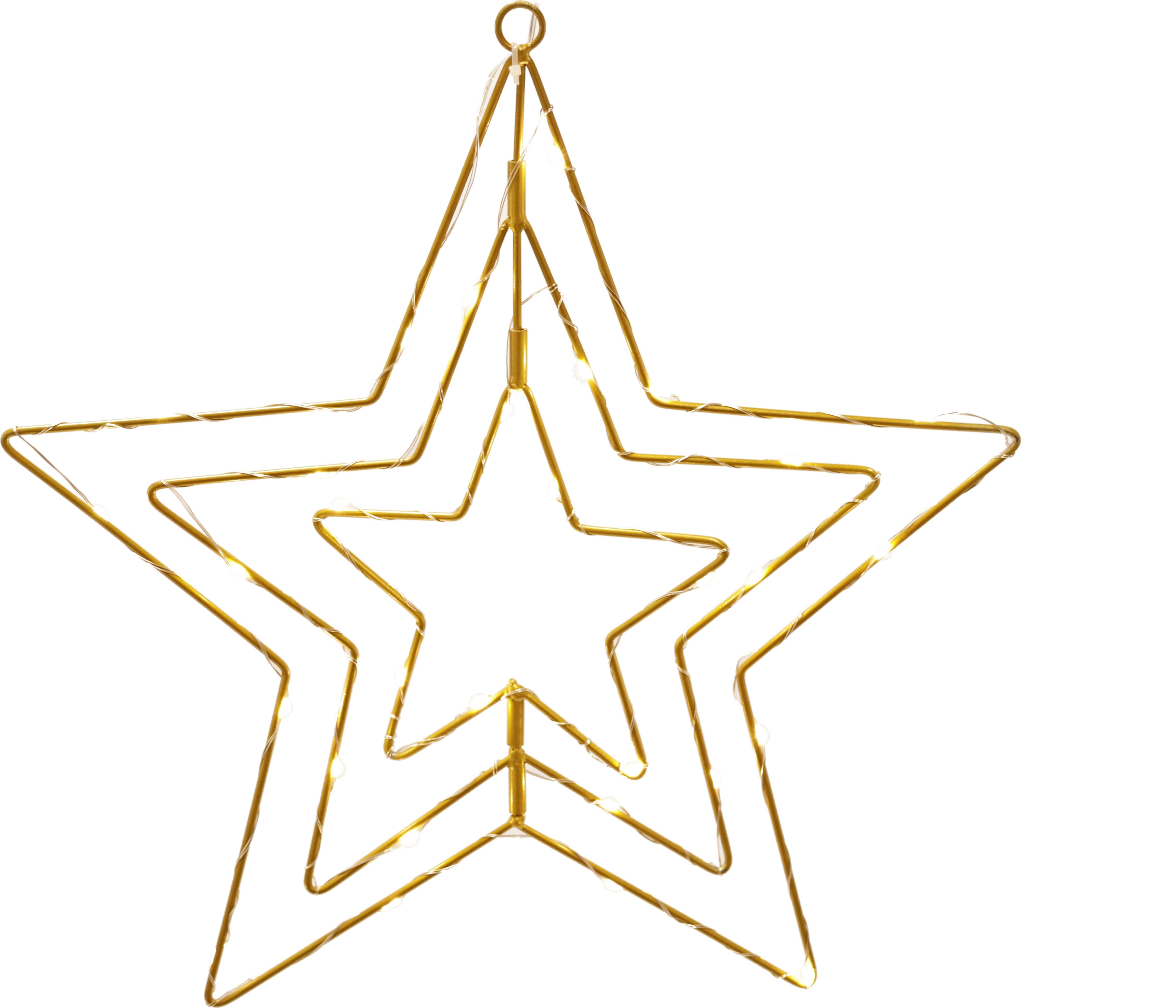 GWIAZDA DEKORACYJNA LED-STERN / CLASSIC CHRISTMAS - kolor złoty, Basics, metal (35/35cm)