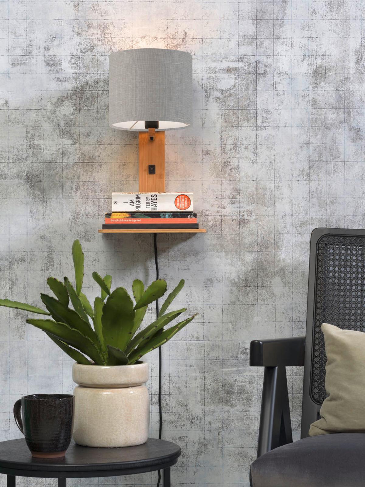 Stenska Svetilka Andes, Svetlo Siva, Bambus - naravne barve/svetlo siva, Trend, tekstil/les (19/24/36cm) - Good & Mojo