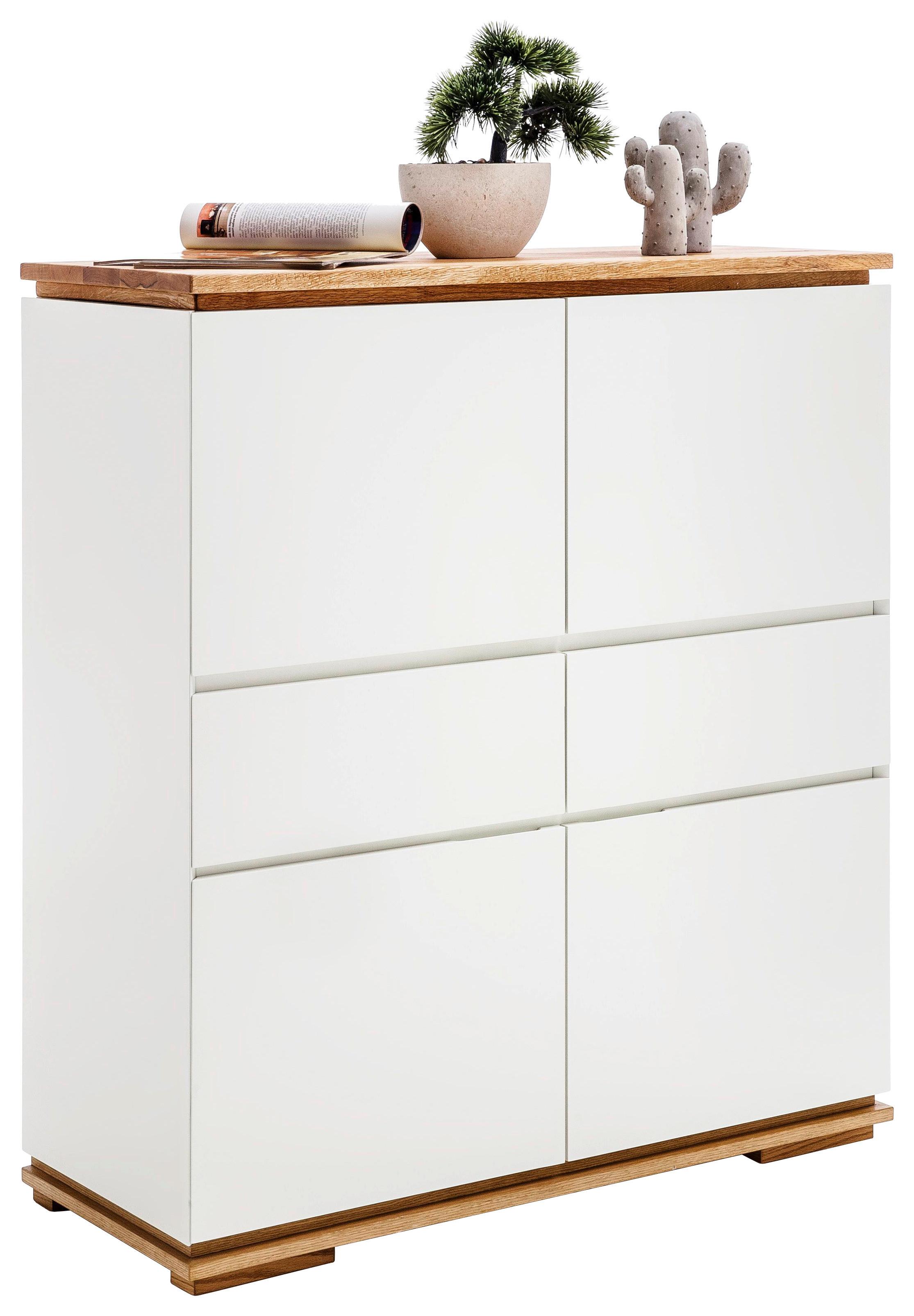 KOMODA WYSOKA CHIARO - kolor dębowy/biały, Design, materiał drewnopochodny/drewno (102/115/40cm)
