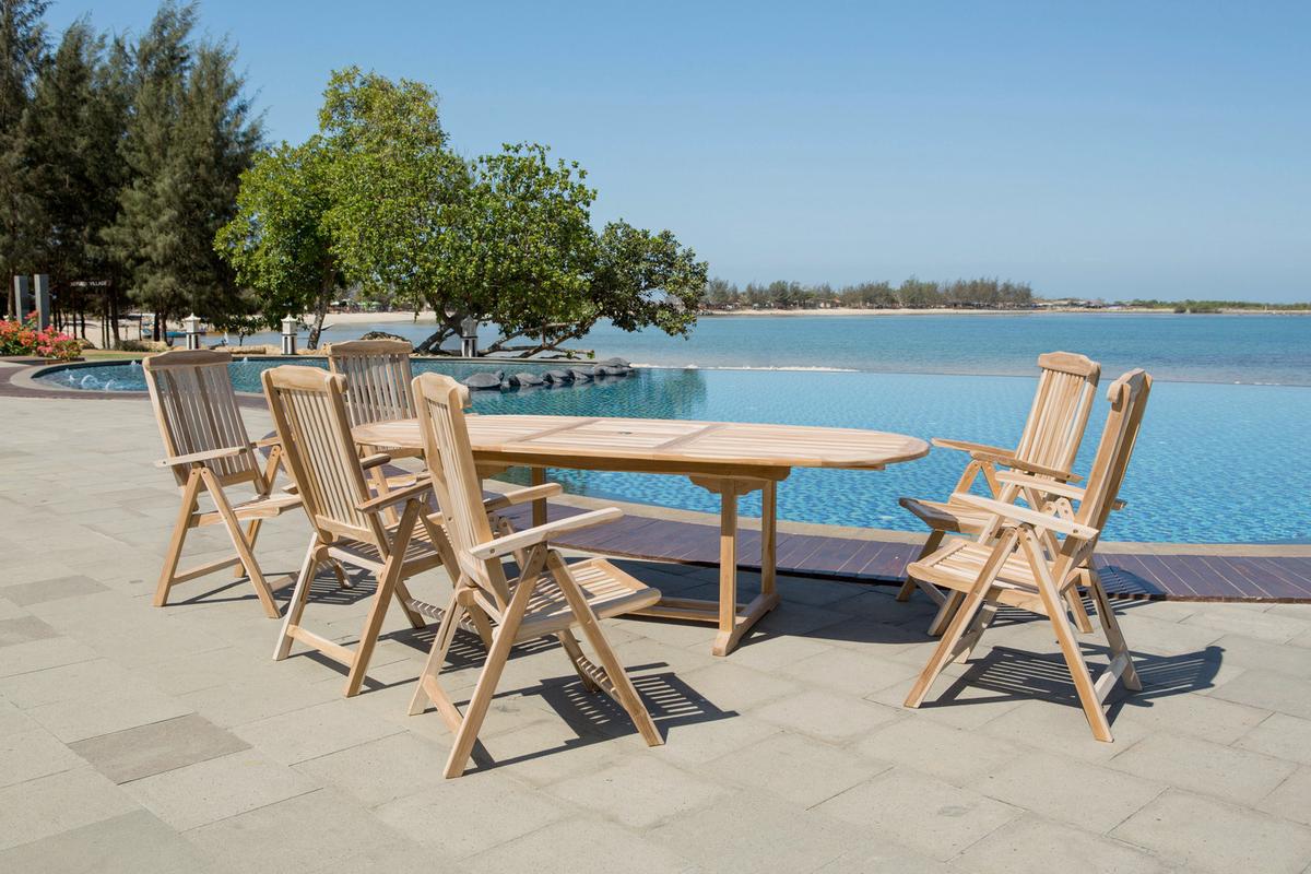 Gartentisch Naturfarben Teakholz ca. 180 cm oval - Naturfarben, Natur, Holz (180/100/75cm) - Gardenson