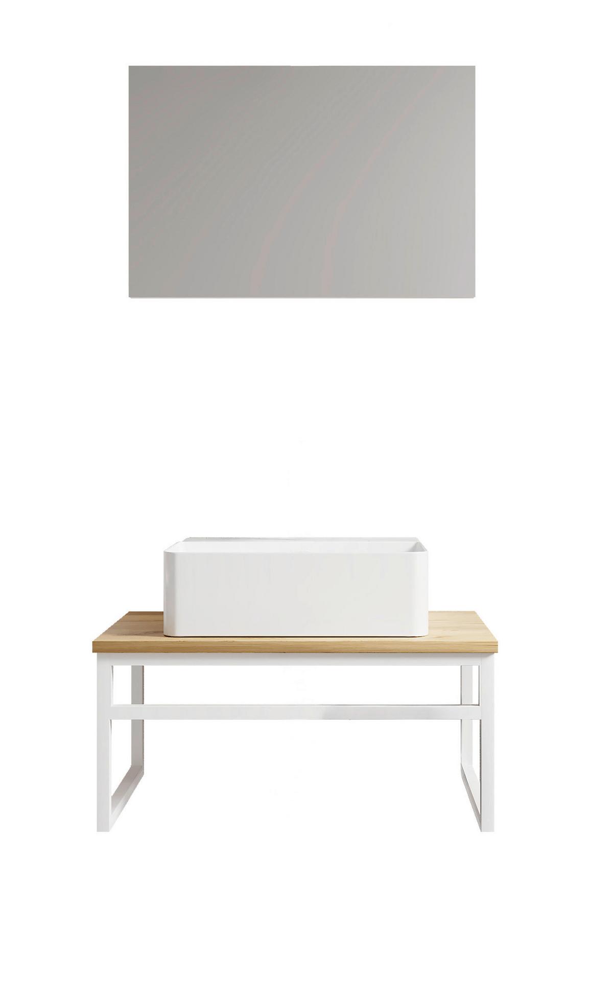 Badezimmer Bitila 3-tlg. Weiß/Honigeiche - Honigeiche/Weiß, MODERN, Glas/Keramik (60cm) - MID.YOU