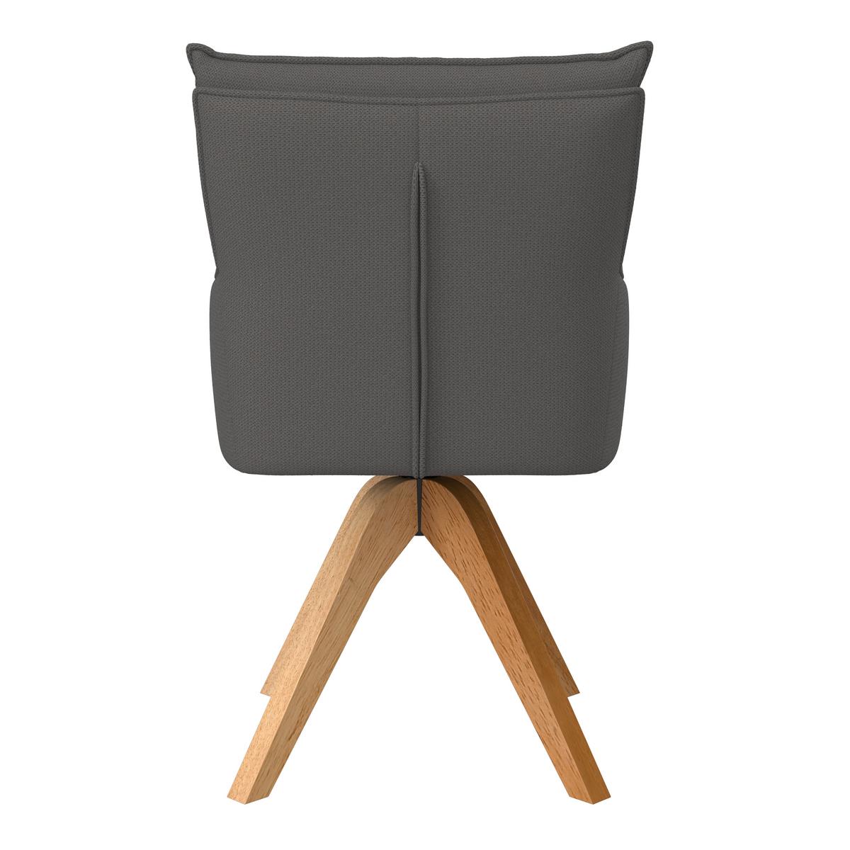 Armlehnstuhl Lorelei Grau Webstoff Drehbar Gepolstert - Naturfarben/Grau, MODERN, Holz/Textil (58/87/63cm) - Bessagi Home
