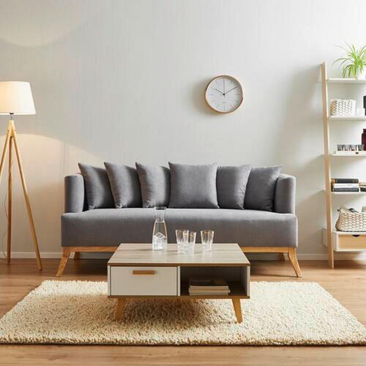 Bigsofa Mina Grau Velours - Grau, MODERN, Holz/Textil (190/78/81cm) - Bessagi Home