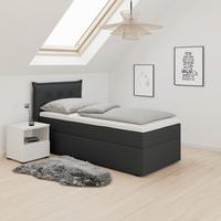 Boxbett Polo Dunkelgrau ca. 90x200 cm mit Topper - Dunkelgrau/Schwarz, MODERN, Holz/Kunststoff (90/200cm) - Bessagi Home