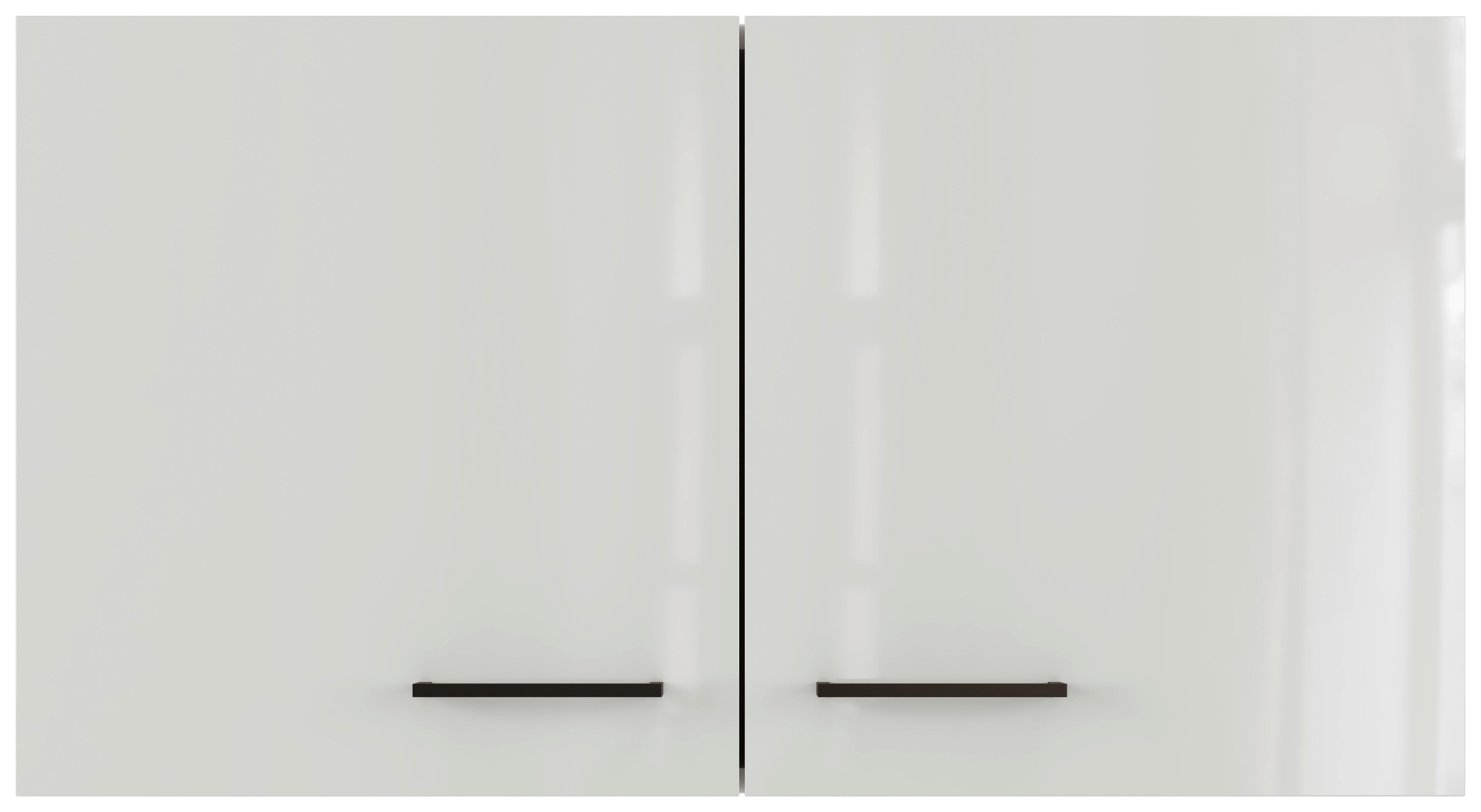 Küchenoberschrank in Lichtgrau glänzend - Schwarz/Grau, MODERN, Holzwerkstoff/Metall (100/54/32cm) - FlexWell