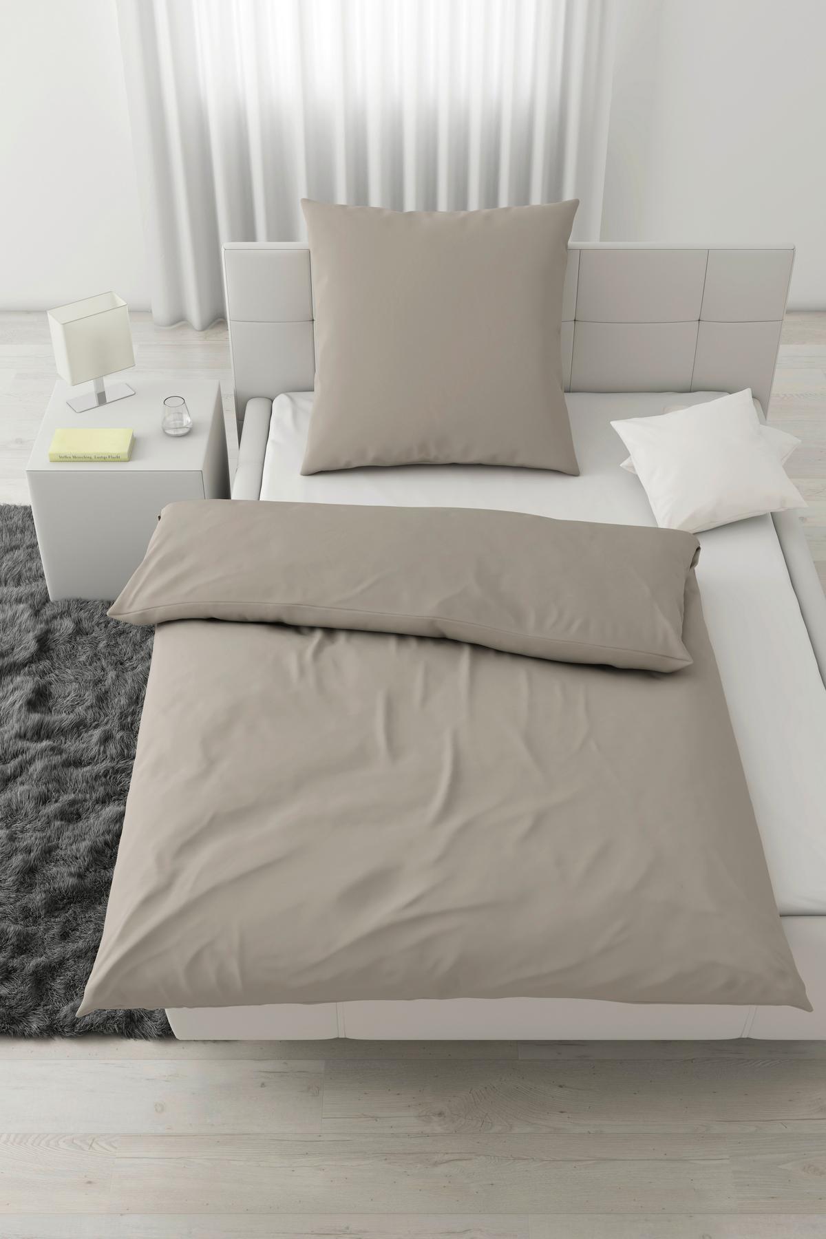 Bettwäsche Bio-Anna Beige ca. 135x200cm - Beige, Natur, Textil (135/200cm) - ecoTree