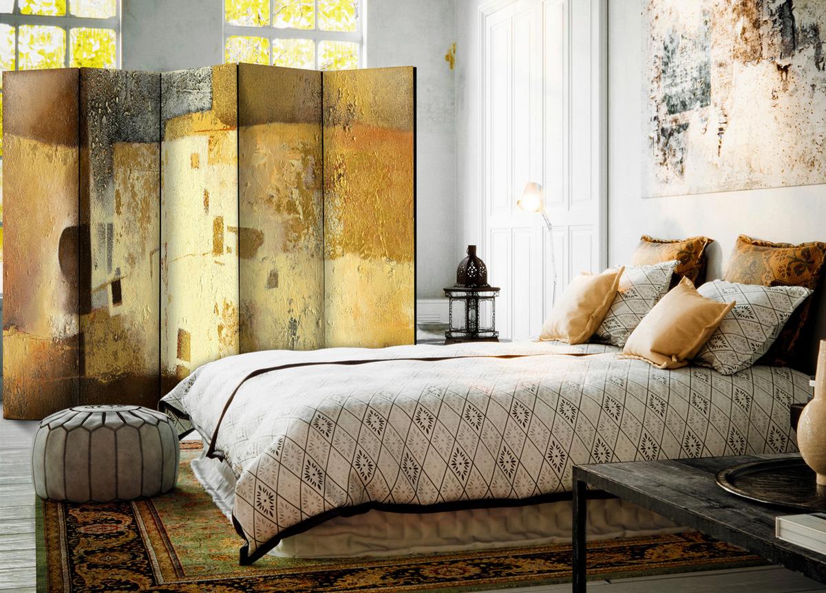 Paravent Golden Oddity II Honig/Hellgelb - Hellgelb/Honig, Basics, Holz/Textil (225/172/3cm) - artgeist