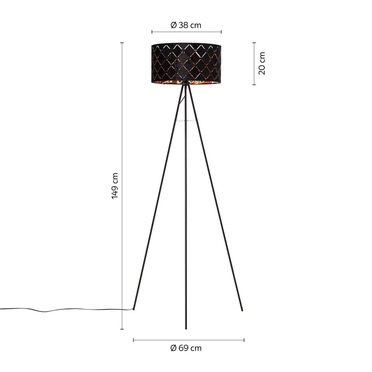 Stehleuchte Evelyn max. 40 Watt - Schwarz, LIFESTYLE, Metall (149cm) - Mömax