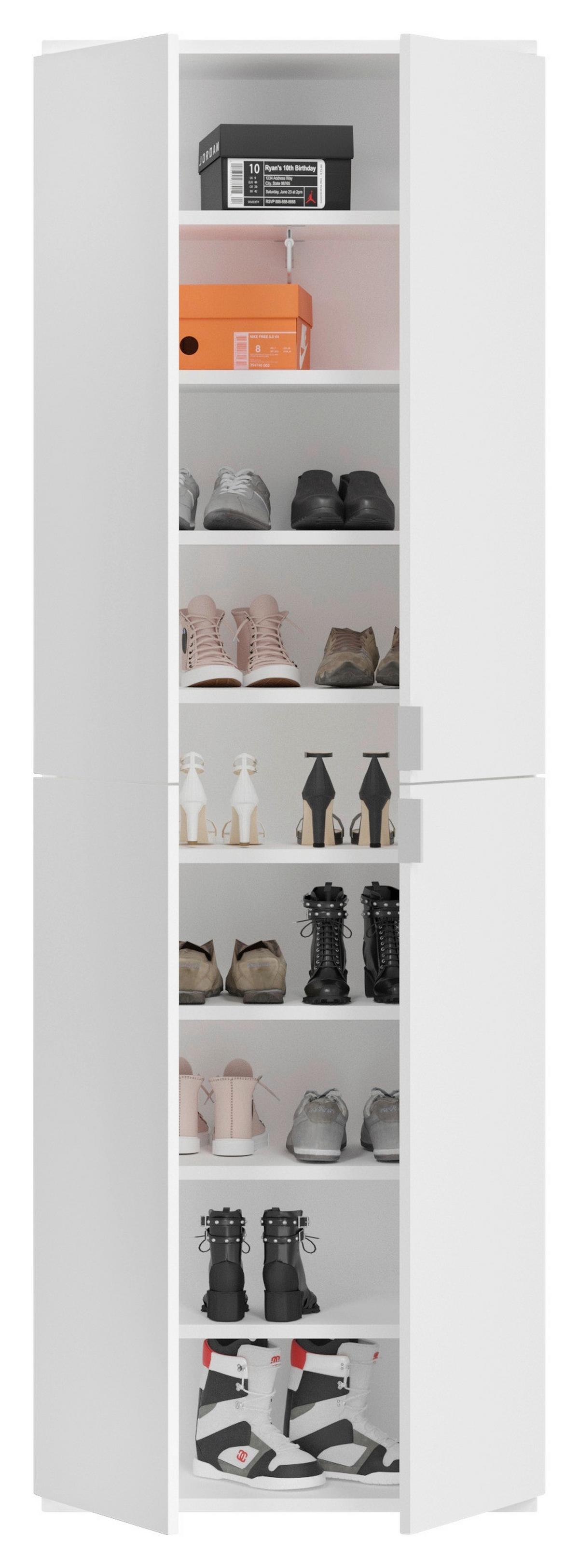 Mehrzweckschrank In Weiss - Weiss Hochglanz/Chromfarben, Modern, Holzwerkstoff/Metall (61/199/34cm) - Based
