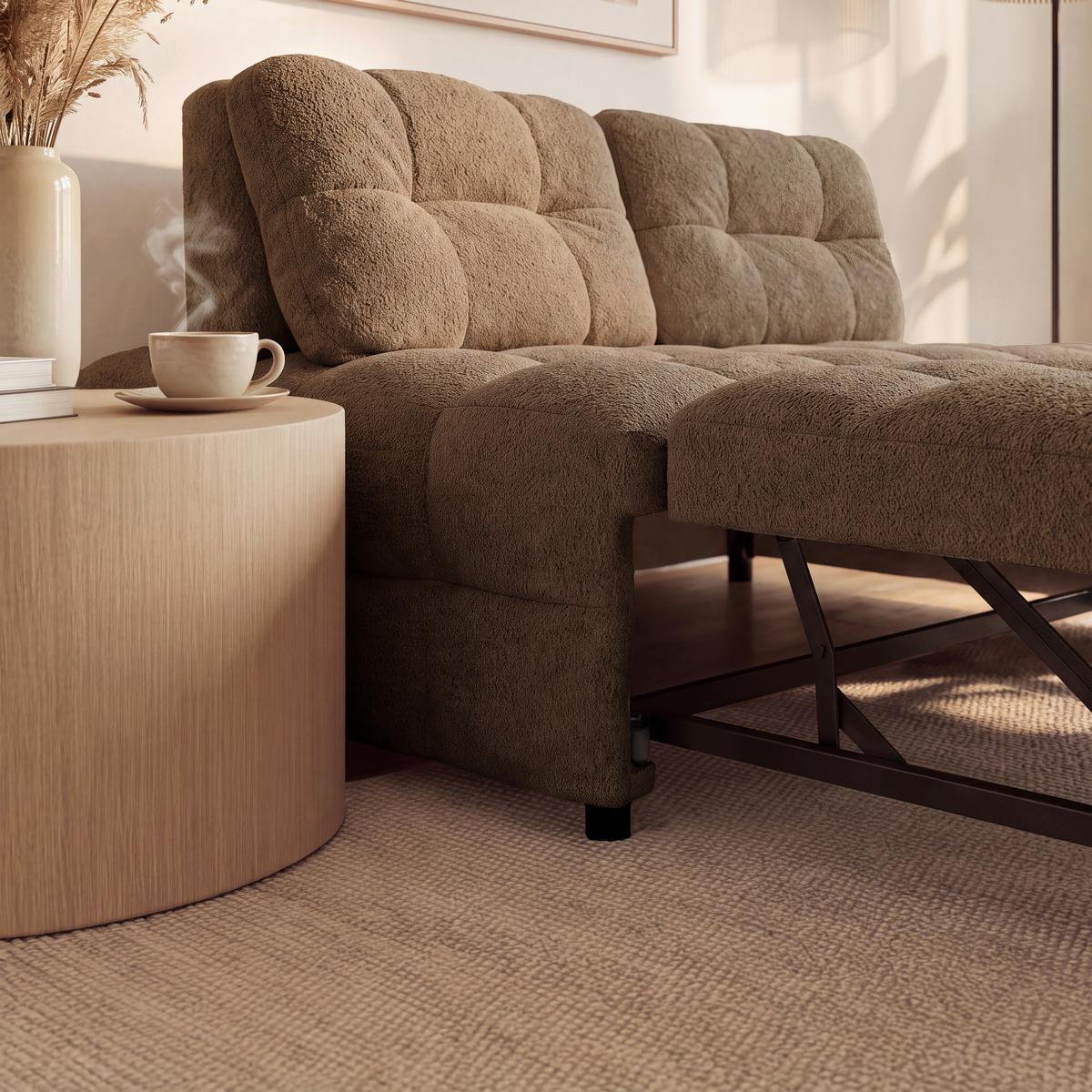 Schlafsofa Liara Webstoff Mokka - Schwarz/Mokka, MODERN, Holz/Textil (137/87/110cm) - Bessagi Home