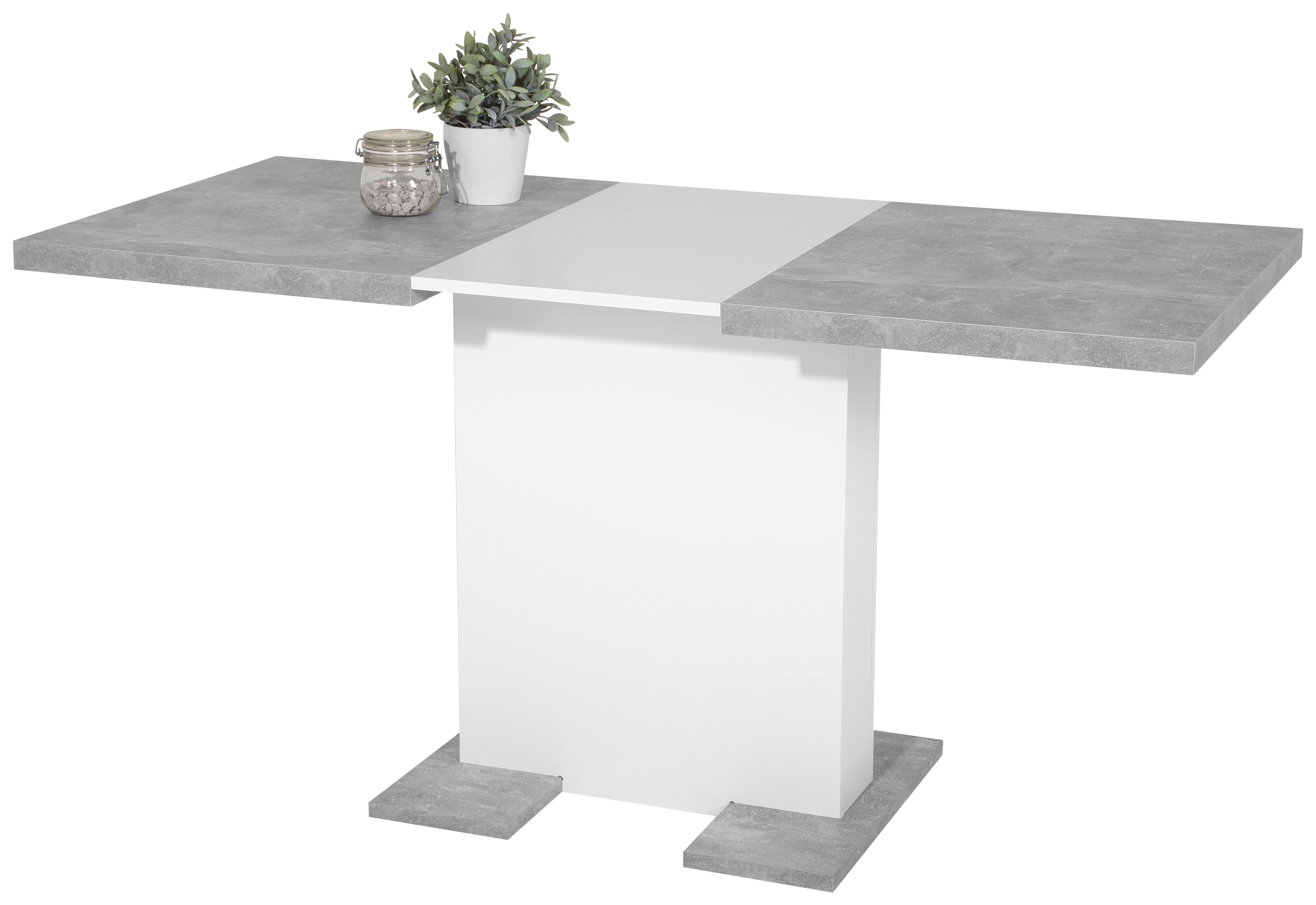 Kihúzható Asztal Britt - Világosszürke/Fehér, modern, Faalapú anyag (110-150/69/76cm) - Modern Living